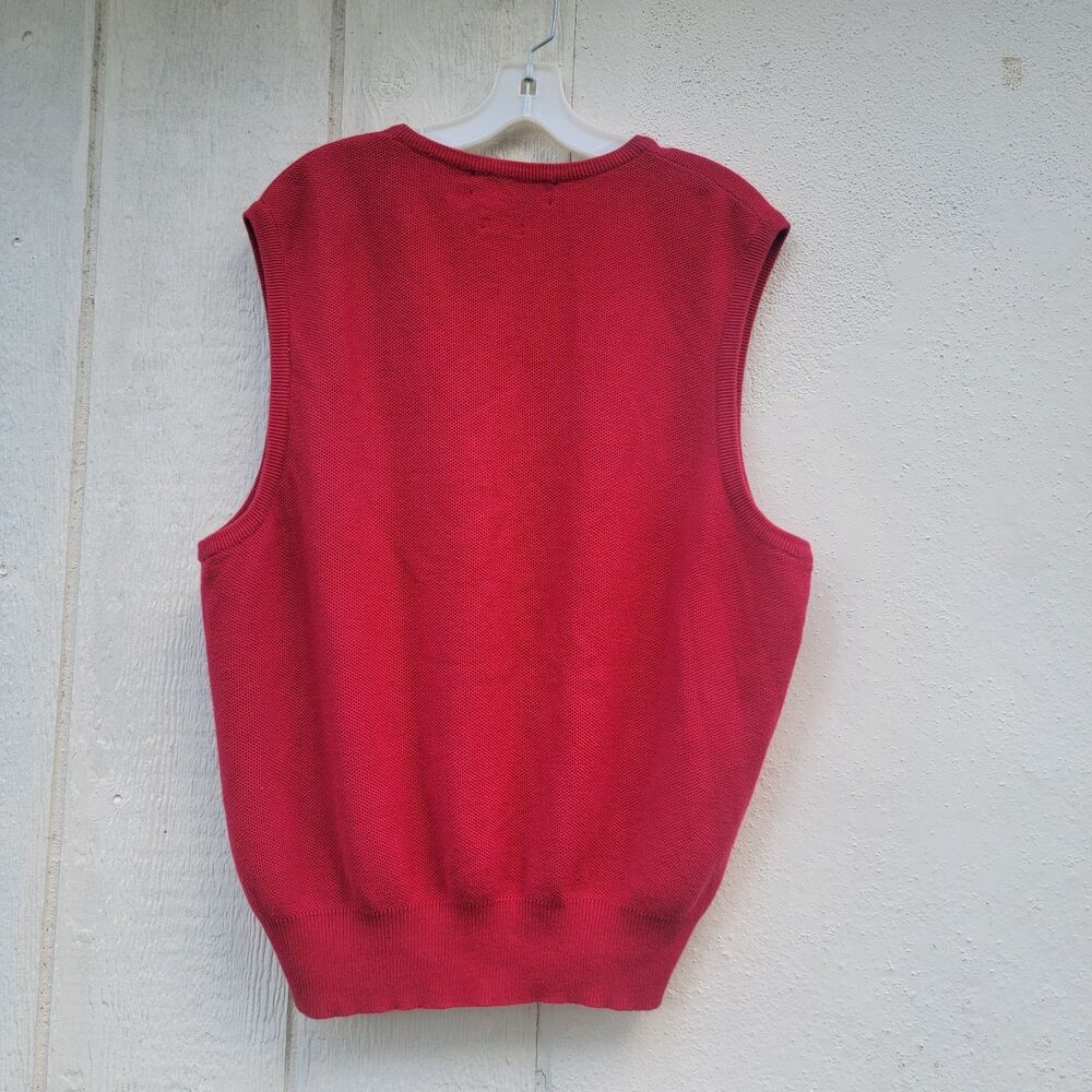 Mens Polo Golf Ralph Lauren Red Knit Sweater Vest Size Med Vintage - Picture 2 of 3